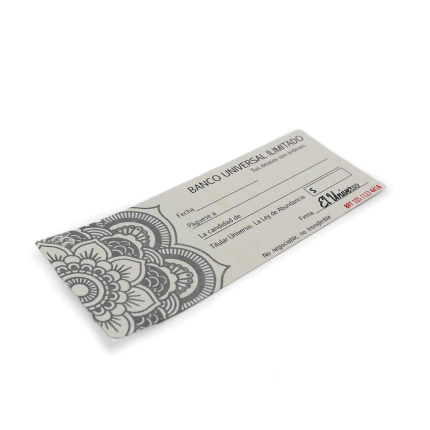 cheque de gratitud con mandala dibujada a mano